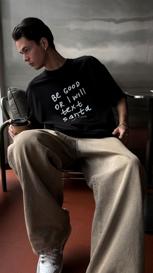 Футболка чоловіча «Be good or I will text Santa»