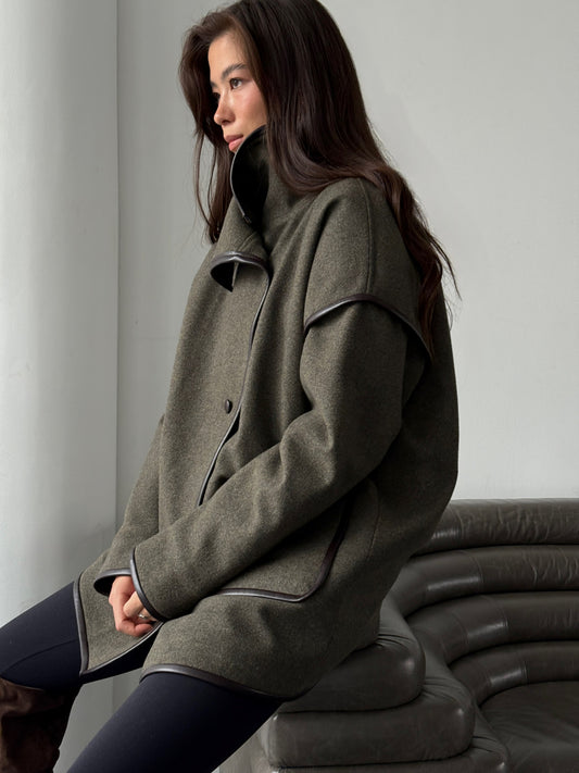 Напівпальто з кантом утеплене