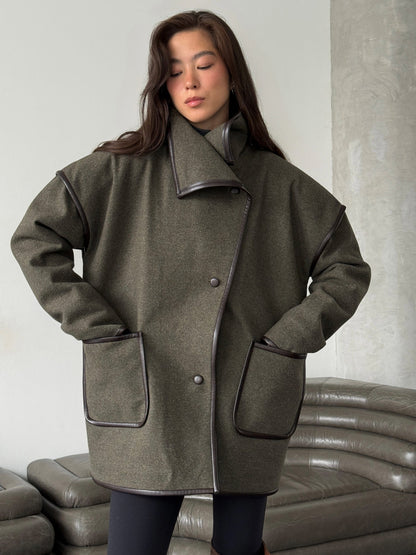 Напівпальто з кантом утеплене