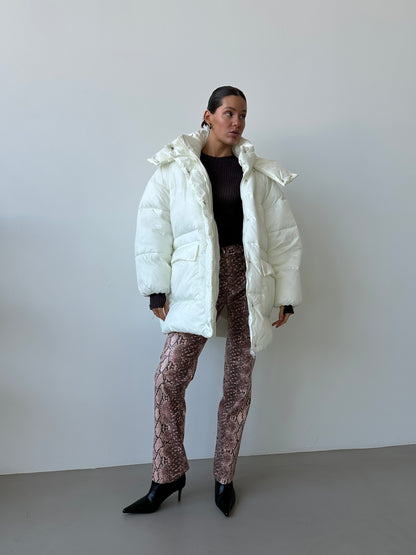 Штани з еко-шкіри з принтом