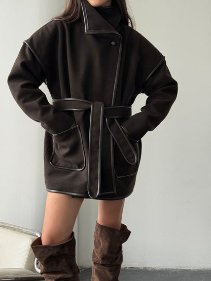 Напівпальто з кантом утеплене