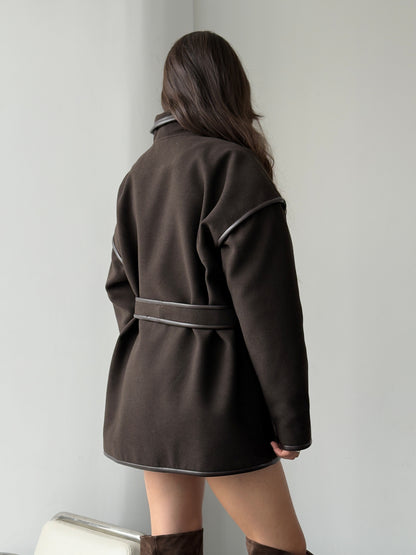 Напівпальто з кантом утеплене